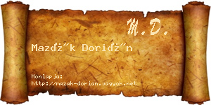 Mazák Dorián névjegykártya